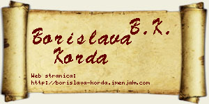 Borislava Korda vizit kartica